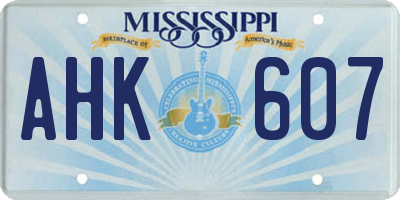 MS license plate AHK607