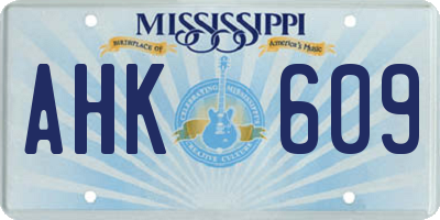 MS license plate AHK609
