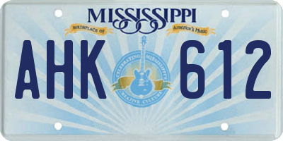 MS license plate AHK612