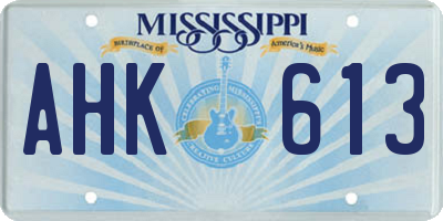 MS license plate AHK613