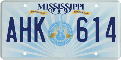 MS license plate AHK614