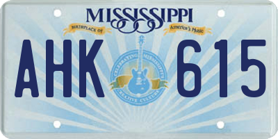 MS license plate AHK615