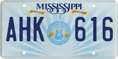MS license plate AHK616