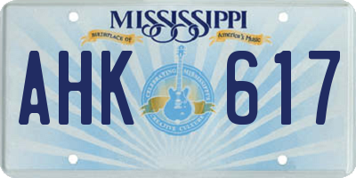 MS license plate AHK617