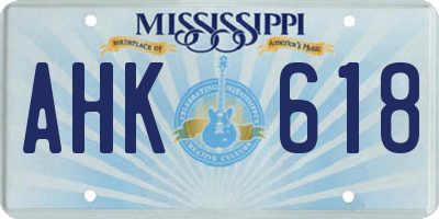MS license plate AHK618