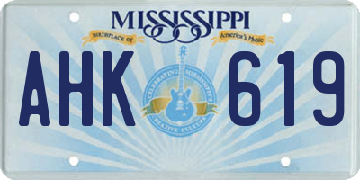 MS license plate AHK619