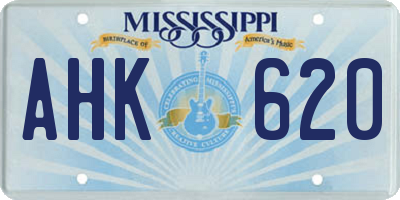 MS license plate AHK620