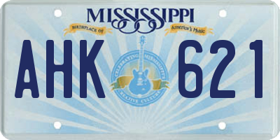 MS license plate AHK621