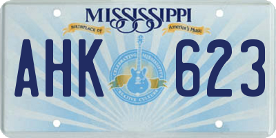 MS license plate AHK623