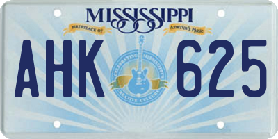 MS license plate AHK625
