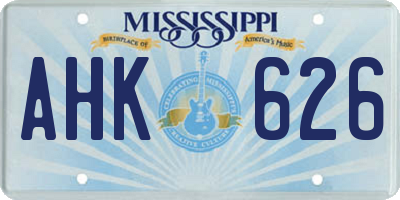 MS license plate AHK626