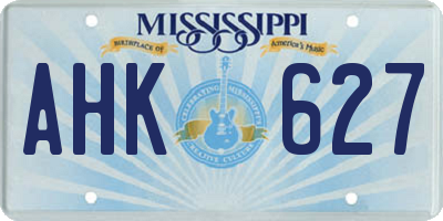 MS license plate AHK627