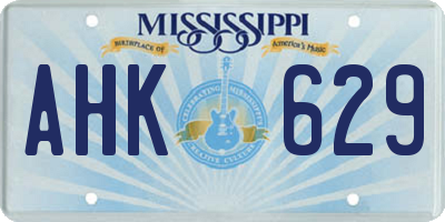 MS license plate AHK629