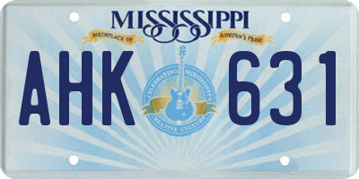 MS license plate AHK631