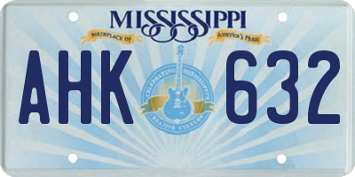 MS license plate AHK632