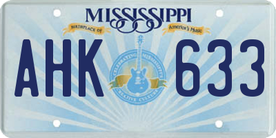 MS license plate AHK633