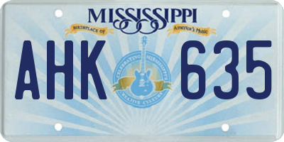 MS license plate AHK635