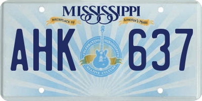MS license plate AHK637