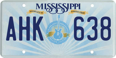 MS license plate AHK638