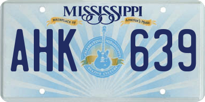 MS license plate AHK639