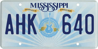 MS license plate AHK640