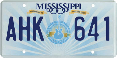 MS license plate AHK641