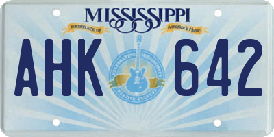 MS license plate AHK642