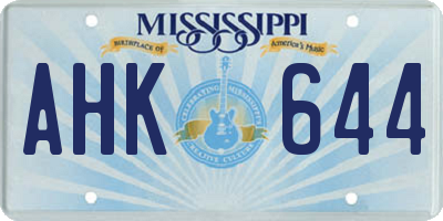 MS license plate AHK644