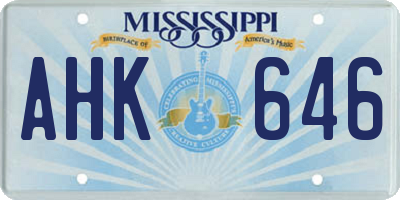 MS license plate AHK646