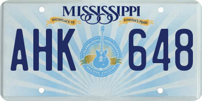 MS license plate AHK648