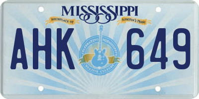 MS license plate AHK649