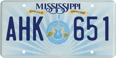 MS license plate AHK651