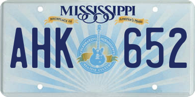 MS license plate AHK652