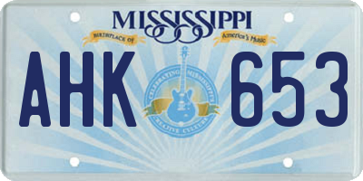 MS license plate AHK653