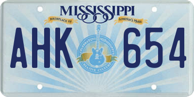 MS license plate AHK654
