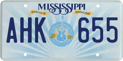 MS license plate AHK655