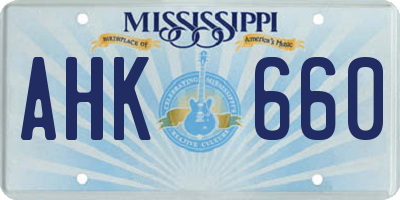 MS license plate AHK660