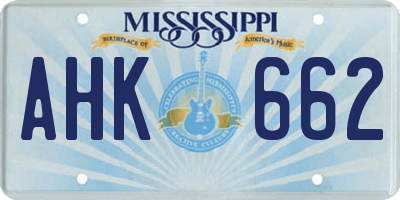 MS license plate AHK662