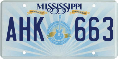 MS license plate AHK663