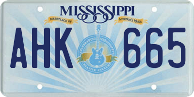 MS license plate AHK665