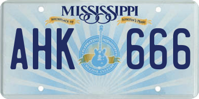 MS license plate AHK666