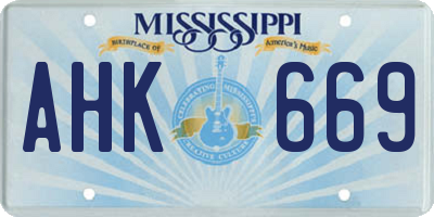 MS license plate AHK669