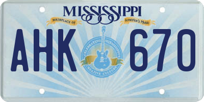 MS license plate AHK670