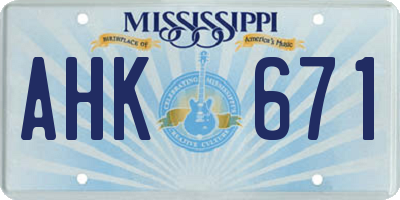 MS license plate AHK671