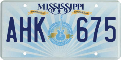 MS license plate AHK675