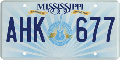 MS license plate AHK677