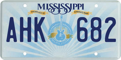 MS license plate AHK682