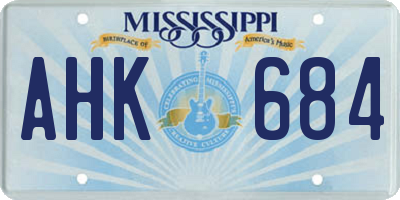 MS license plate AHK684