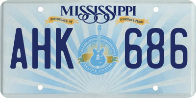 MS license plate AHK686