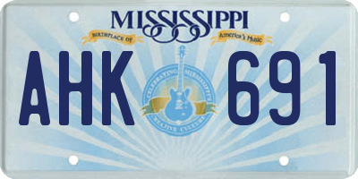 MS license plate AHK691